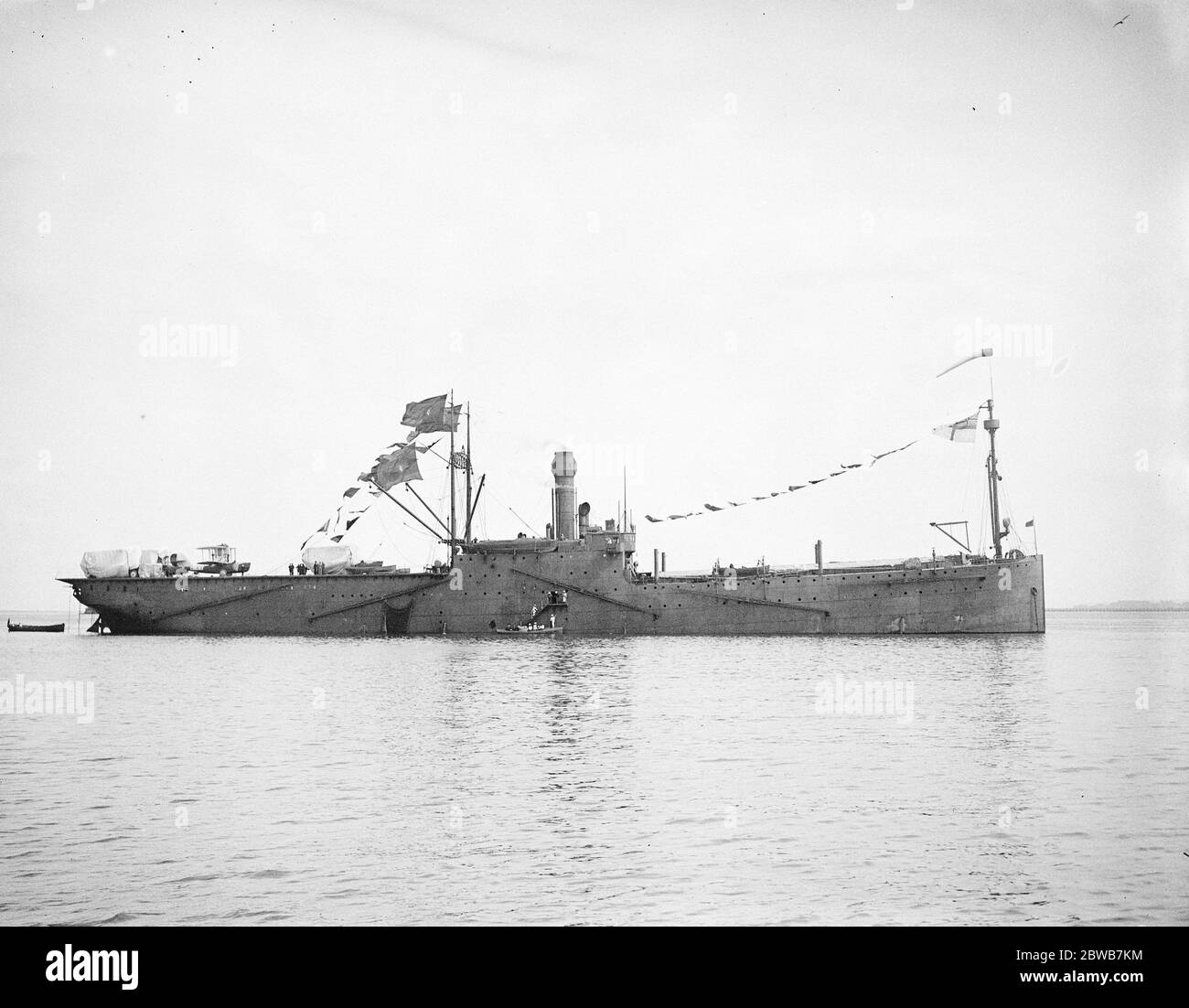 British built seaplane for Spanish Navy The Spanish seaplane carrier ' Dedals ' leaving Southampton with new seaplanes built by the Supermarine Aviation Co for the Spanish Navy 27 June 1924 Stock Photo