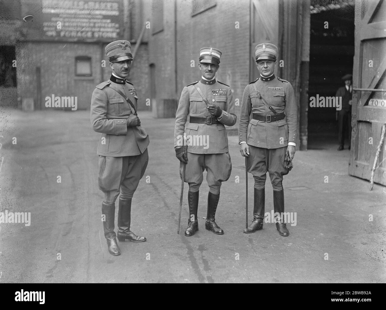 Opening of International horse show at Olympia Three Italian officers who are amongst the competitors . Left to right Colonel Starita , Lt Col Coppi and Captain Borsanella 20 June 1925 Stock Photo