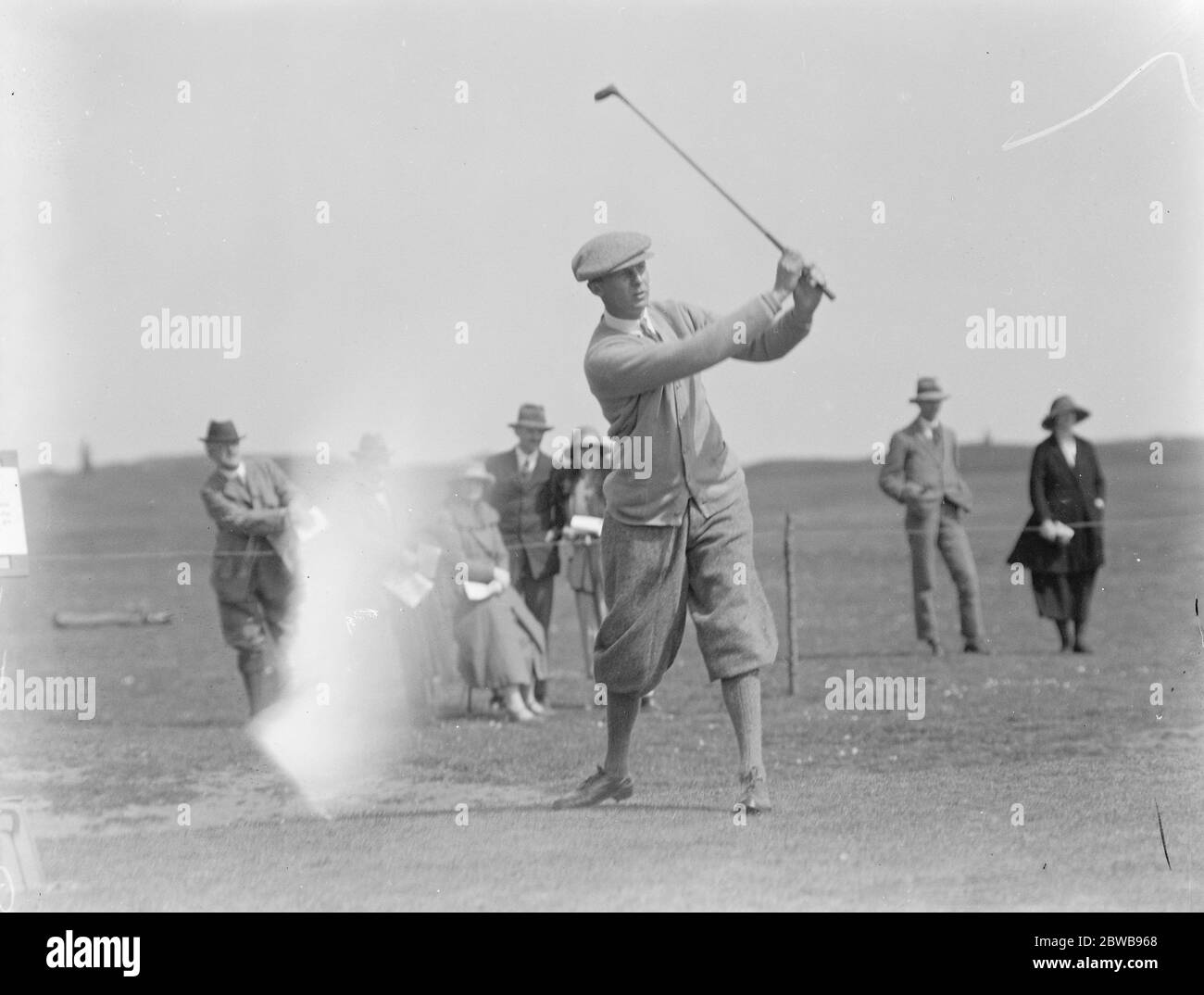 Amateur Golf Championship at Deal , Kent . R H Wethered driving off the first tee in the second round when he defeated C C Aylmer 8 May 1923 Stock Photo