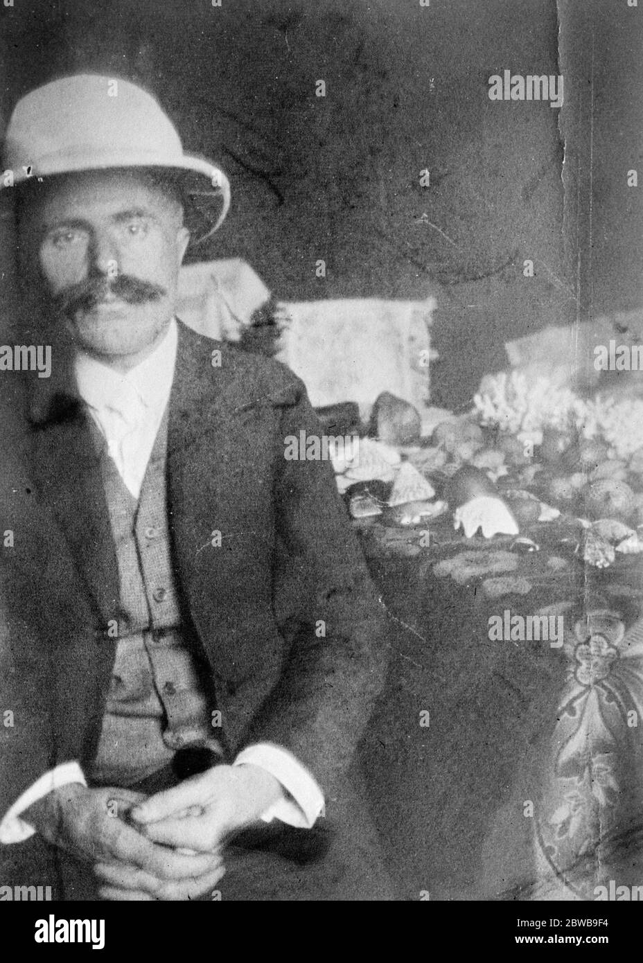 Paul Funda , Czech tailor , owner of Nananu - i - cake island , Fiji . 1924 Stock Photo