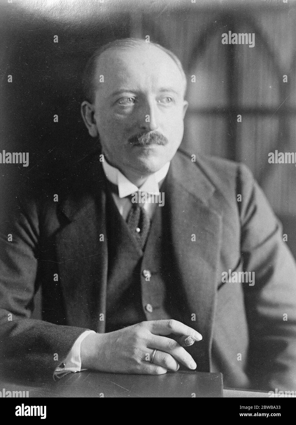Probable new German Foreign Minister Herr Karl von Schubert 22 December 1924 Stock Photo