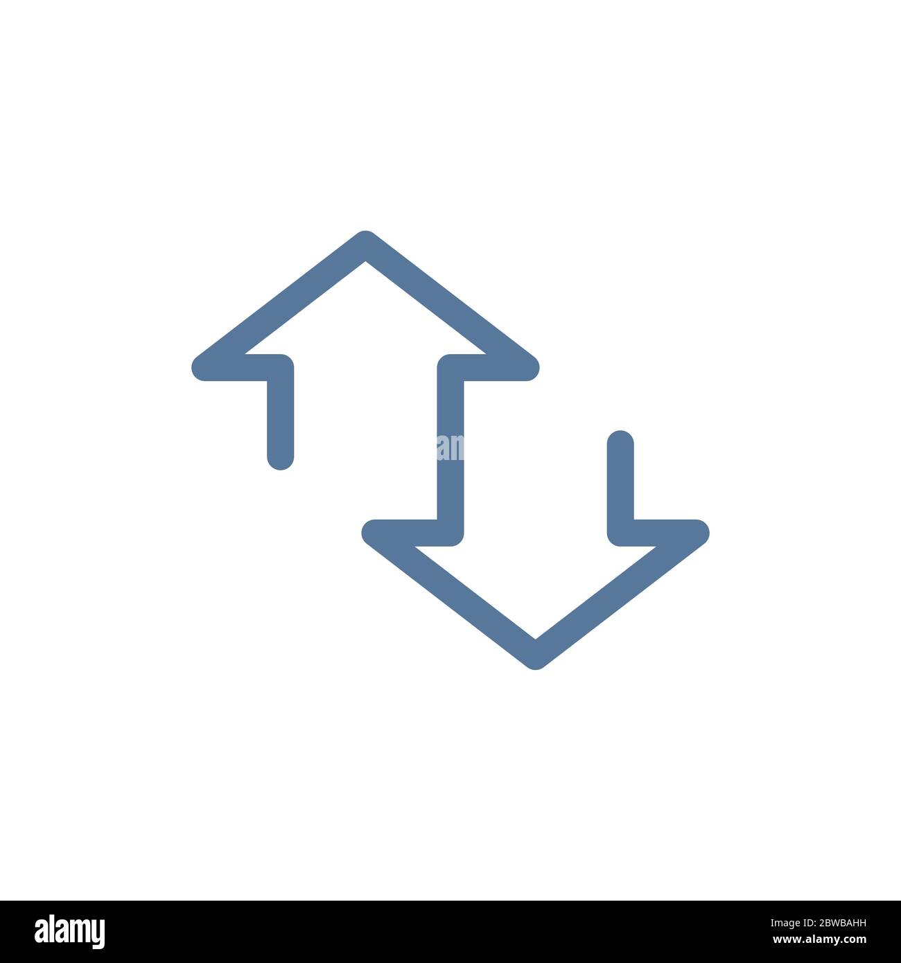 Simple linear up and down arrows. Upward, downward arrows. Stock vector