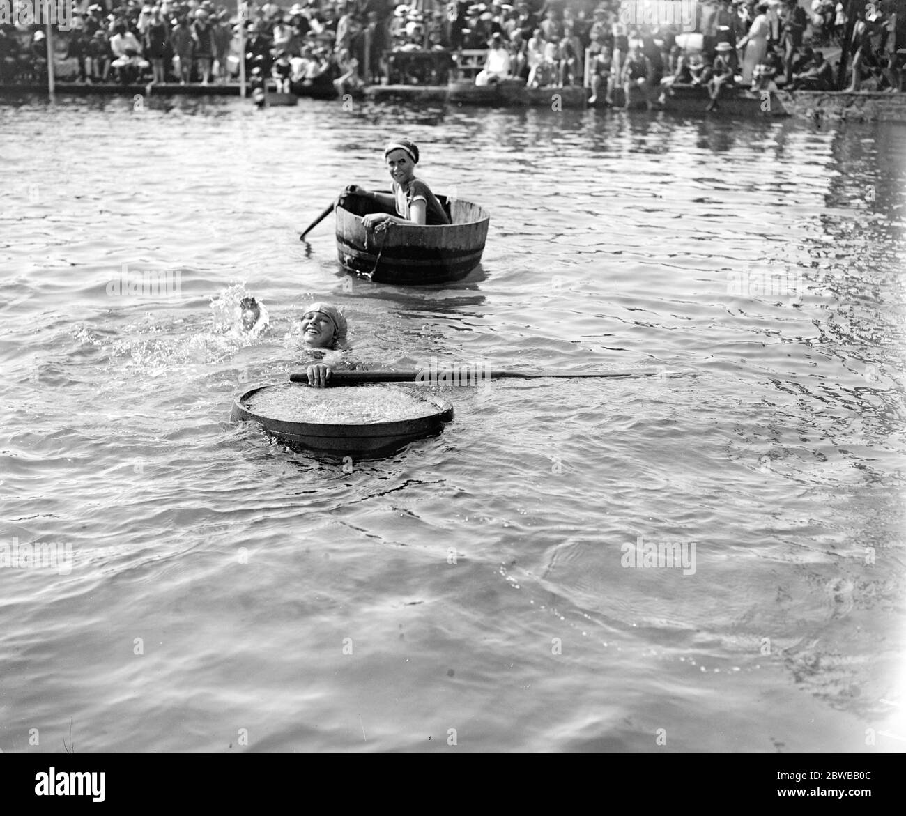At the Jersey Water Gymkhana . Competitors in the Ladies tub race . 16th August 1919 Stock Photo