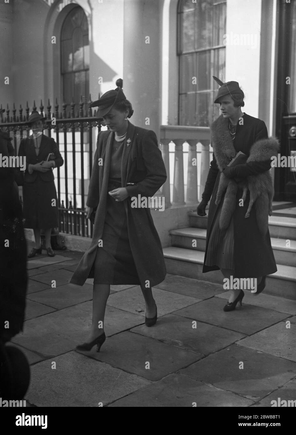 The Duchess of Kent leaving Belgrave Square accompanied by Lady Herbert . Stock Photo