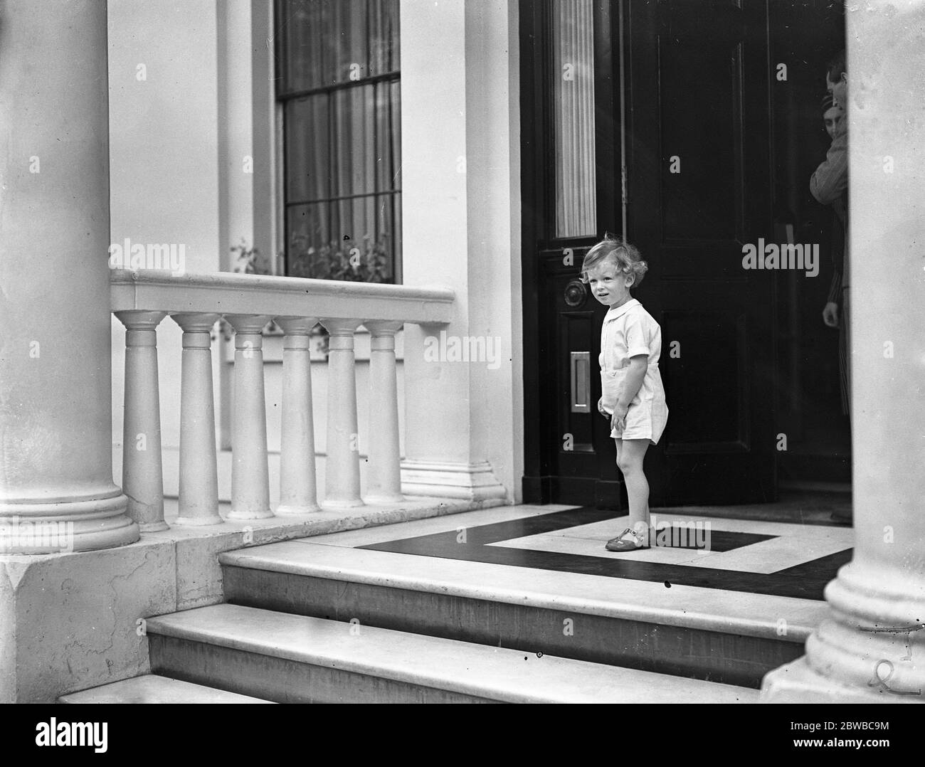 Prince Edward on the doorstep of his home in Belgrave Square . Stock Photo