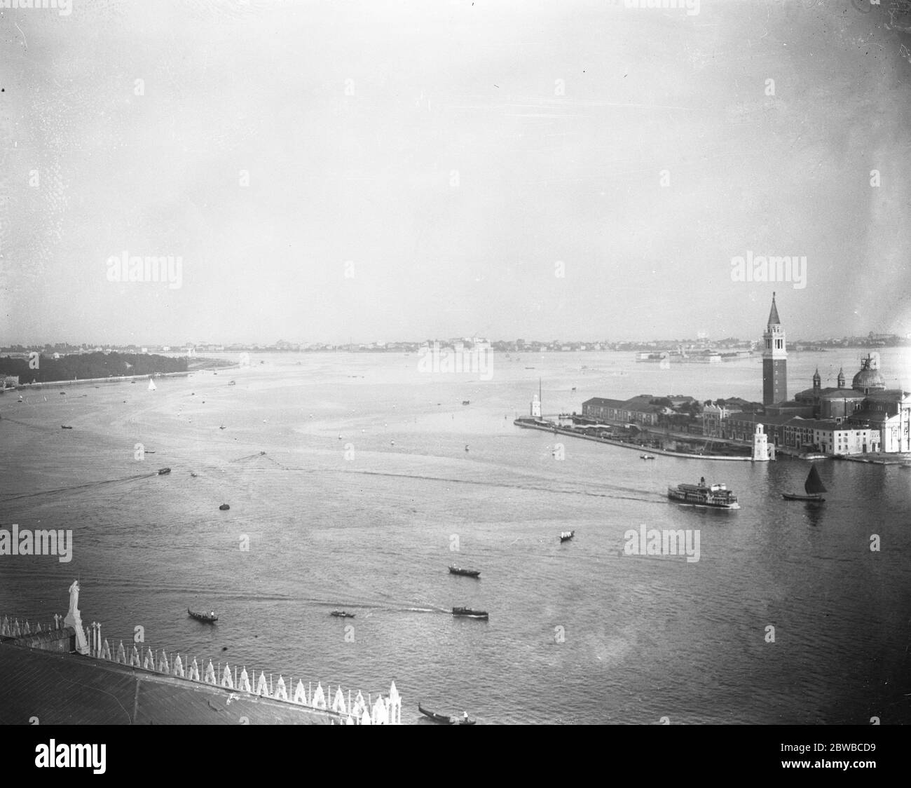 A view over to the Venice Lido and Lagoon . Stock Photo