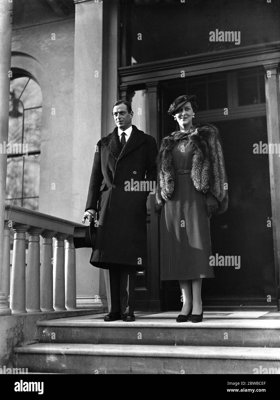 The Duke and Duchess of Kent leaving their home in Belgrave Square for the Christening of their infant daughter . Stock Photo