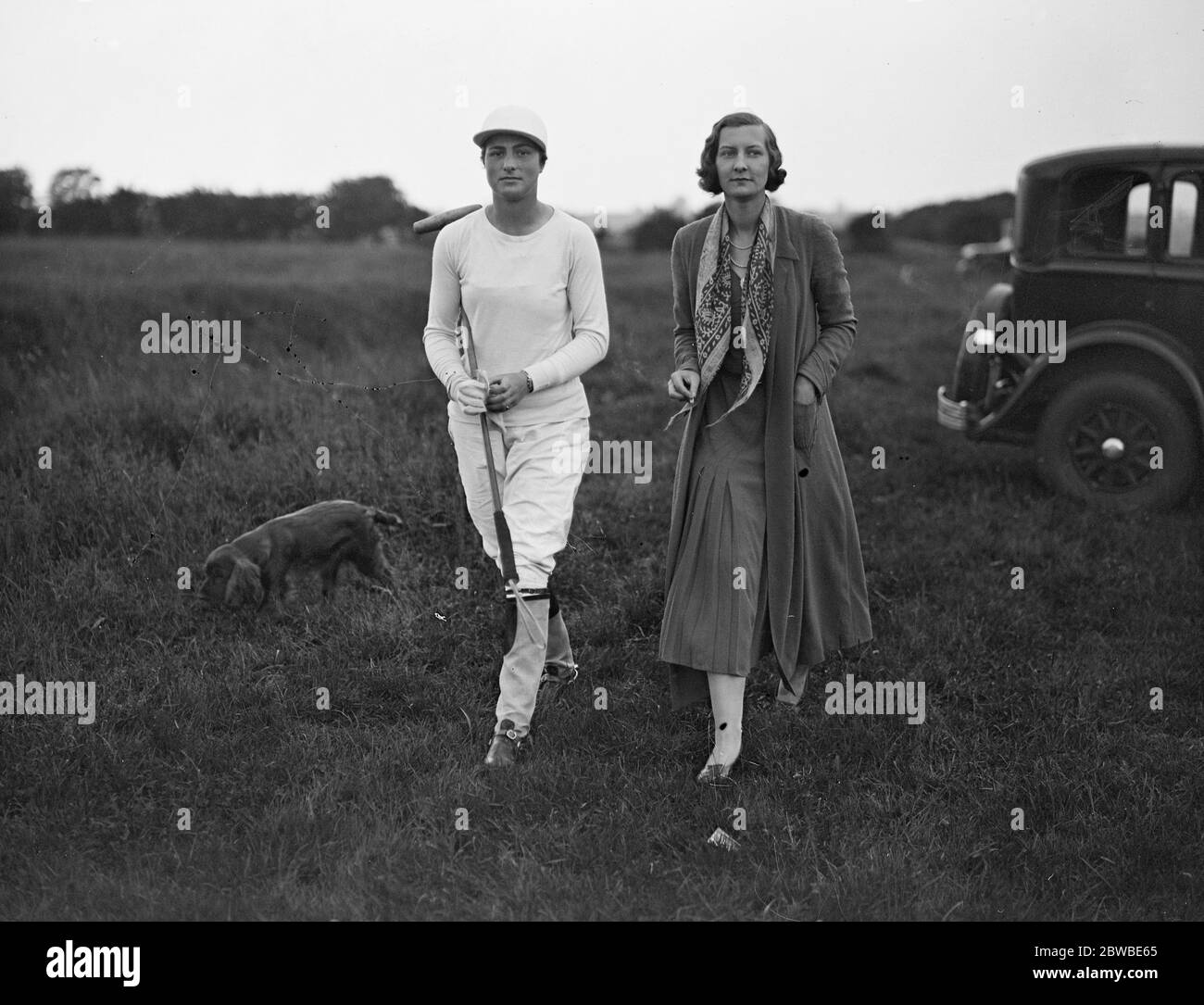 Ladies Polo at Melton Mowbray Lady Priscilla Willoughby and Miss Schreiber 1931 Stock Photo