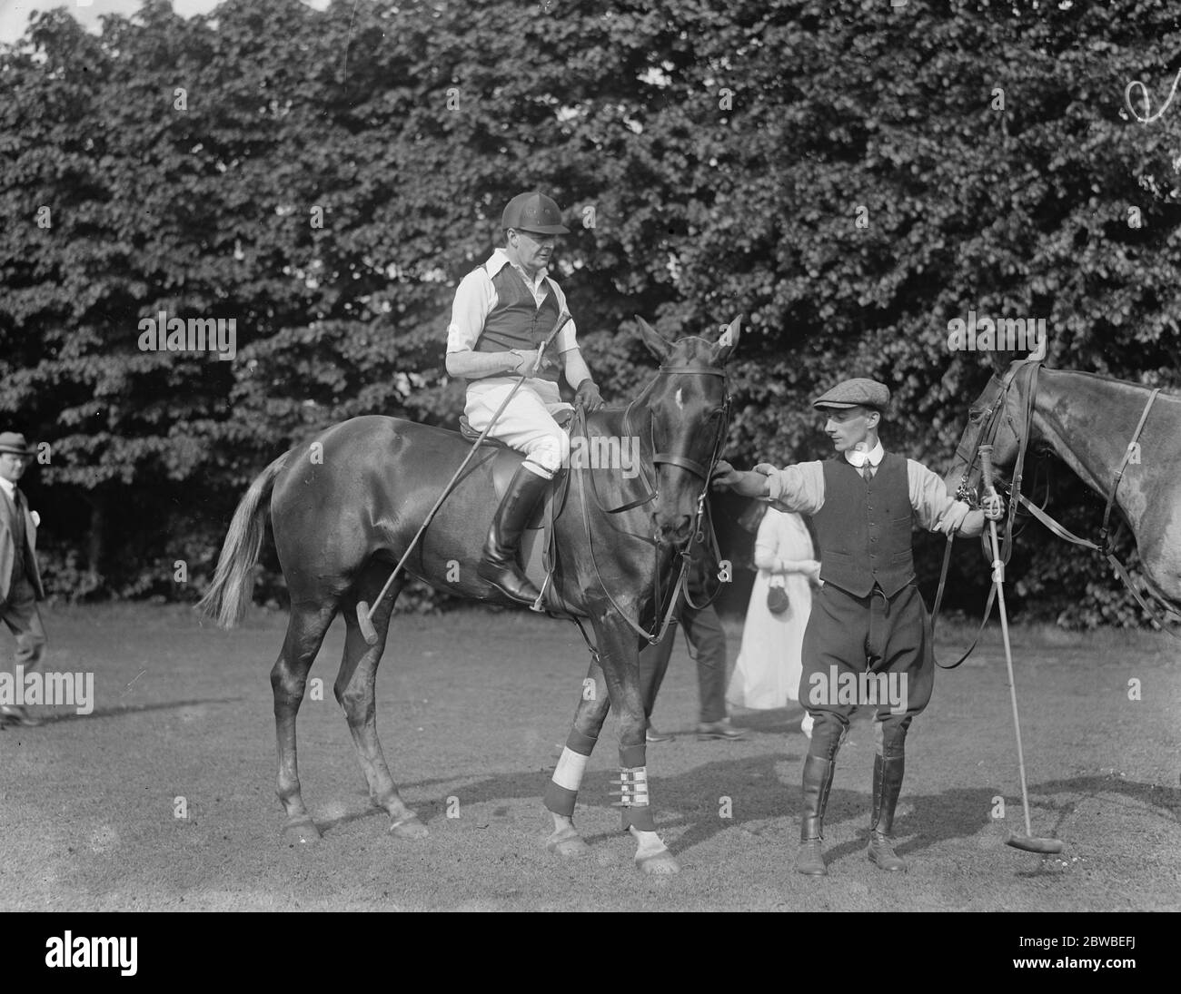 Roehampton Earl Beatty has a practice match at polo 21 May 1921 Stock Photo