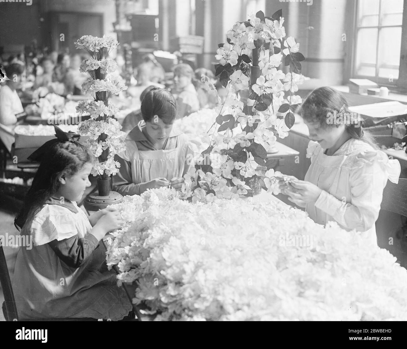 Making roses for Alexandra day at the crippleage May 1919 Stock Photo