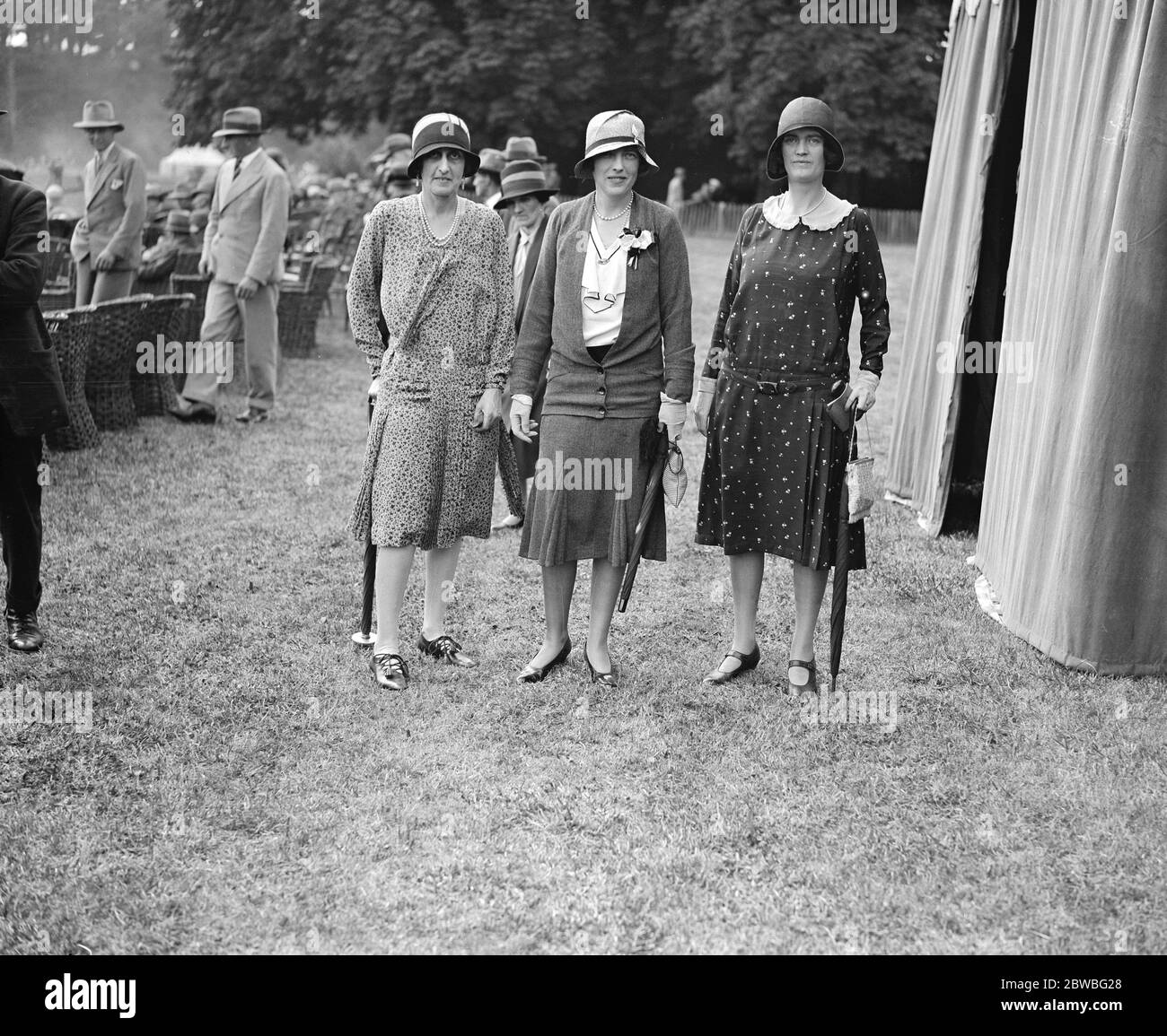 Goodwood week polo tournament at Cowdray Park . Left to right Lady Cowdray , Lady Zia Wernher and Mrs Clive Pearson 1929 Stock Photo