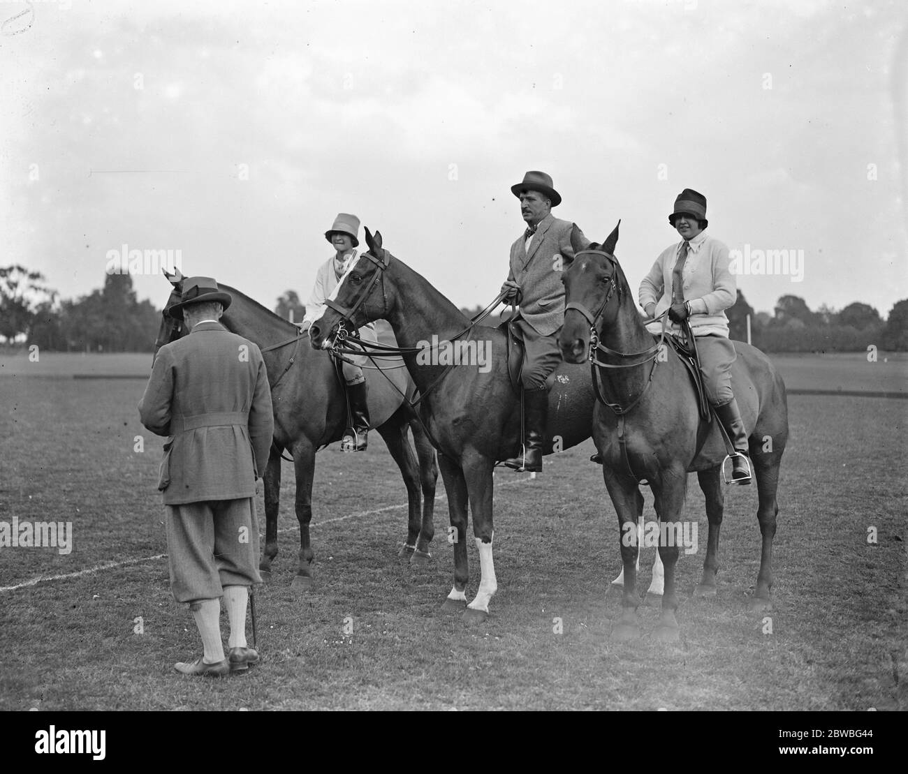 At the Ladies event at the Roehampton Pony Gymkhana - Miss E Garrod , Colonel and Miss Casares 1927 Stock Photo