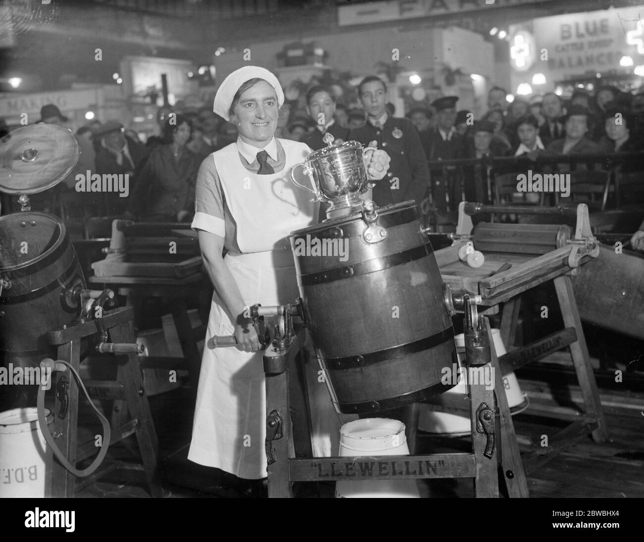 Mrs J Mogford , the new Champion Dairymaid at the Dairy Show , the Agricultural Hall , London . 23 October 1936 Stock Photo