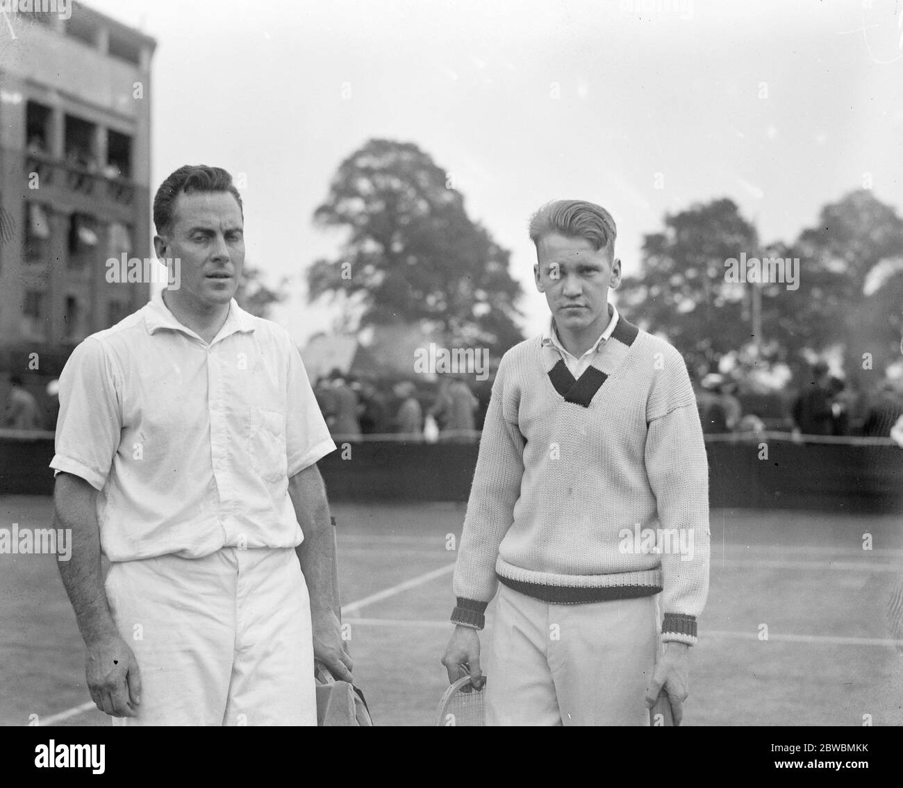 Lawn tennis championships at Wimbledon . Hunter and Richards posed against S M Hadi and D Rutman . 3 July 1923 Stock Photo