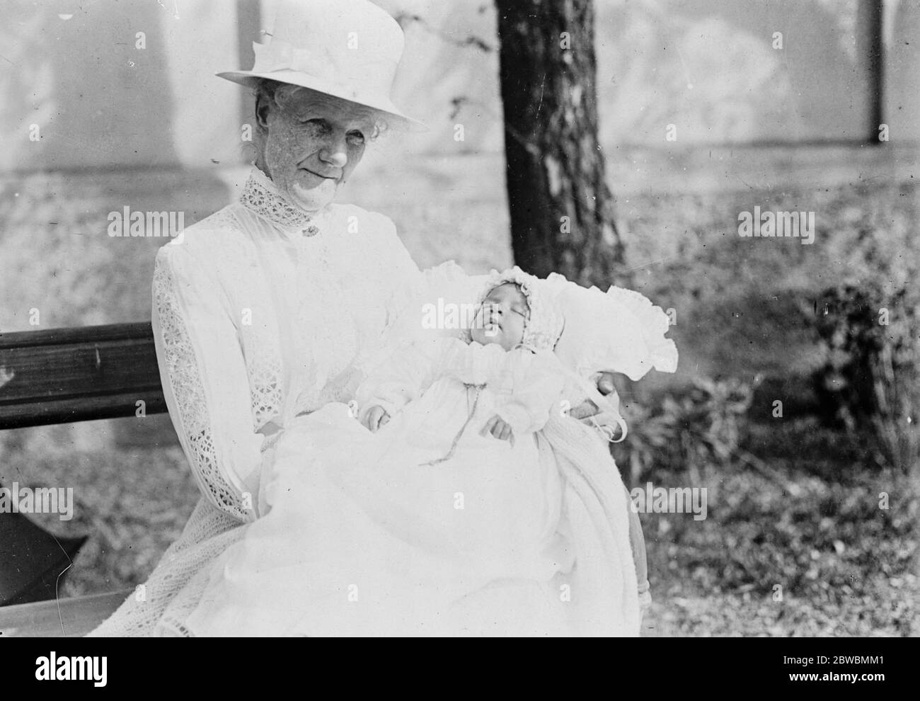 Serbia 's future King and his English nurse . Photograph of the Crown Prince of Serbia with his English nurse . 27 October 1923 Stock Photo