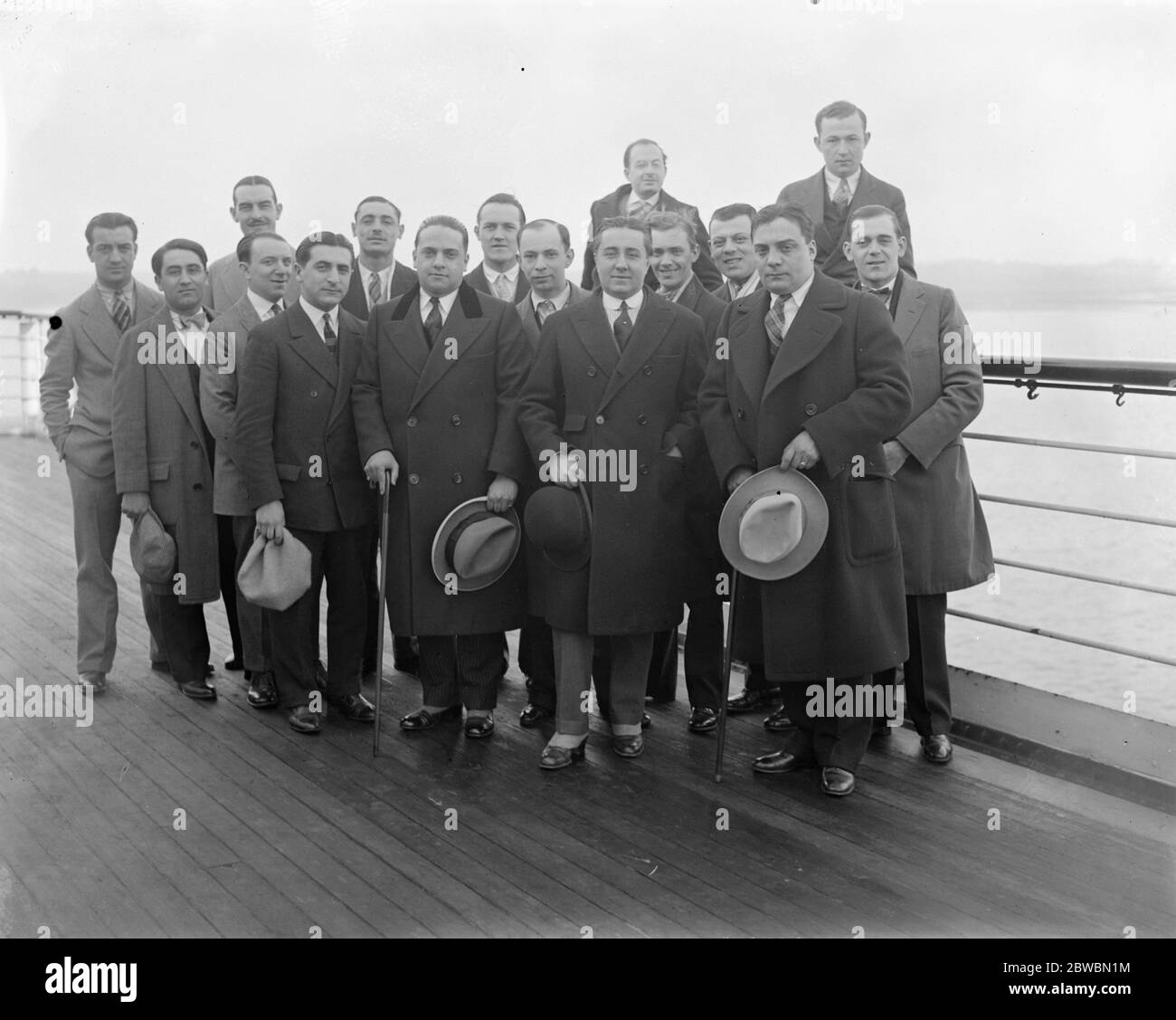 Arrivals on the Leviathan at Southampton Mr Vincent Lopez , the orchestra chief and band 7 May 1925 Stock Photo