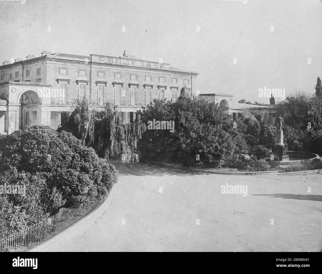Royal Palace confiscated . The Royal Palace at Corfu , one of the residences of Prince Andrew , which he loses as a result of the recent court martial . The Greek Royal Palace at Corfu was built for the British Lord High Commissioner , and the throne room is still adorned with portraits of British sovereigns .  4 December 1922 Stock Photo