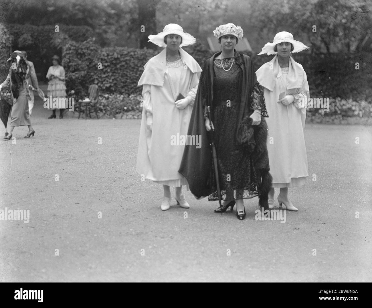 Society Attends Exhibition matches Princess Andrew of Greece with her two haughters  13 July 1922 Stock Photo