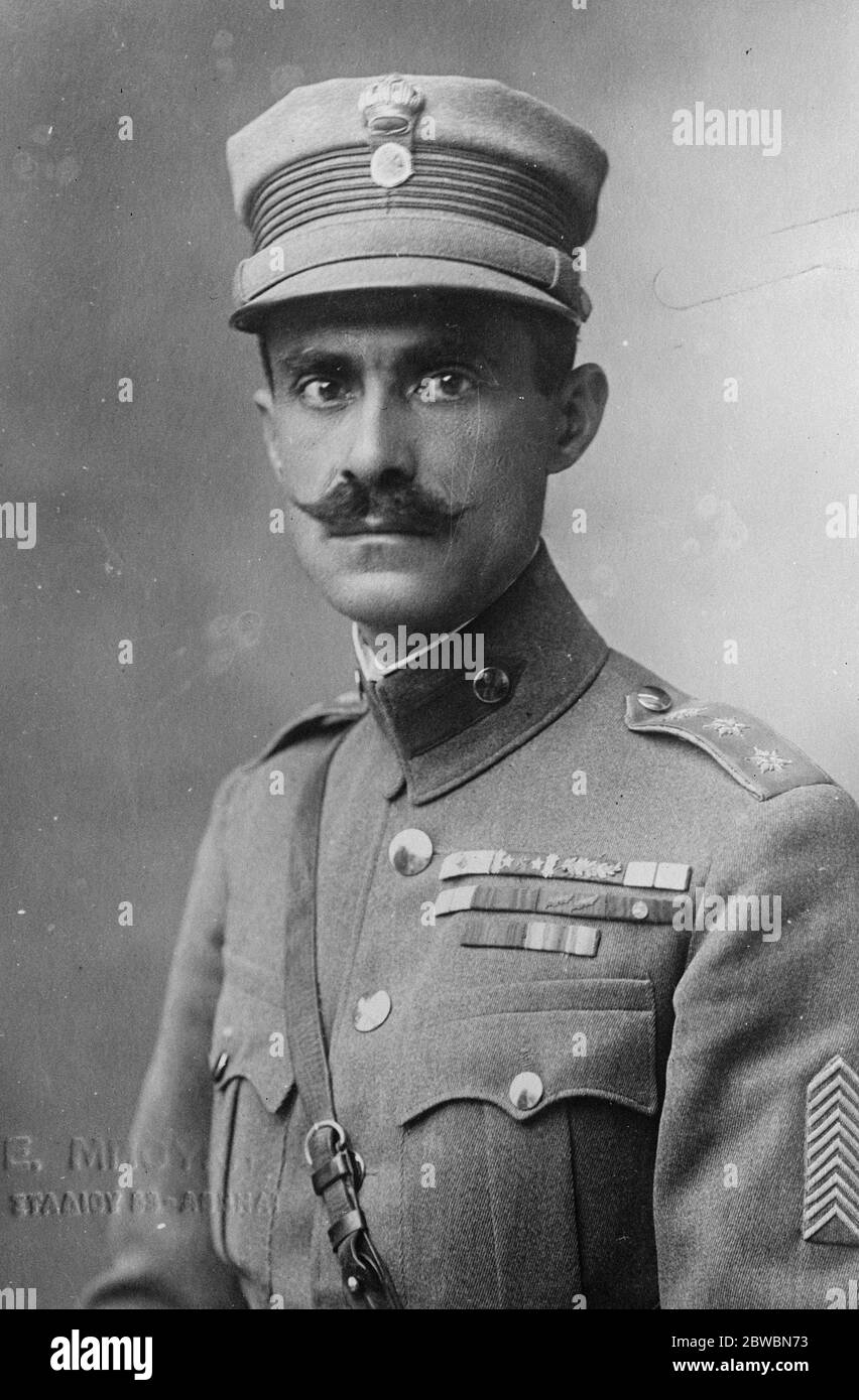 Nikolaos Plastiras , One of the leaders of the 1922 Revolution on September 11, along with , Colonel Stylianos Gonatas and Commander Phokas 13 April 1923 Stock Photo