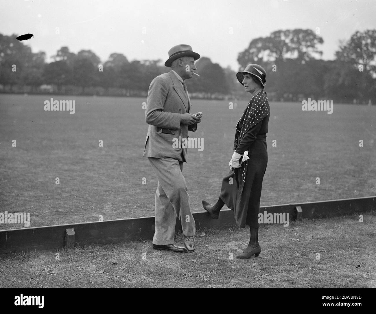 Ranelagh farm polo club . Kings Coronation Cup Final Earl of Kimberley and Mrs E D Miller 23 July 1932 Stock Photo