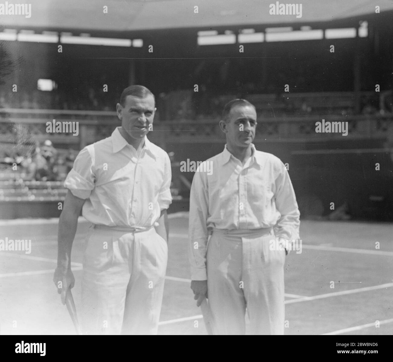 Lawn Tennis Championships at Wimbeldon Lycett and G Patterson in the men ' s tennis singles   8 July 1922 Stock Photo