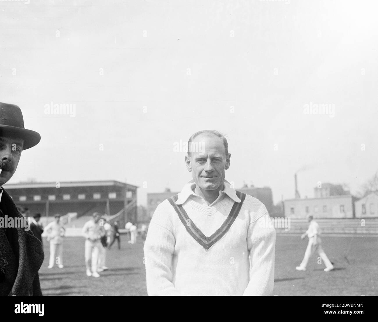 South African cricketers practice at the Oval , London Mick Commaille 26 April 1924 Stock Photo