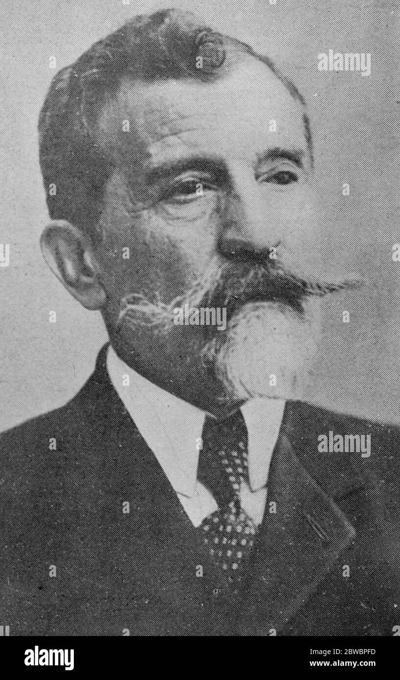 New Picture of New Greep Premier A new picture of M Zaimis , the new Greek Premier 2 November 1922 Stock Photo