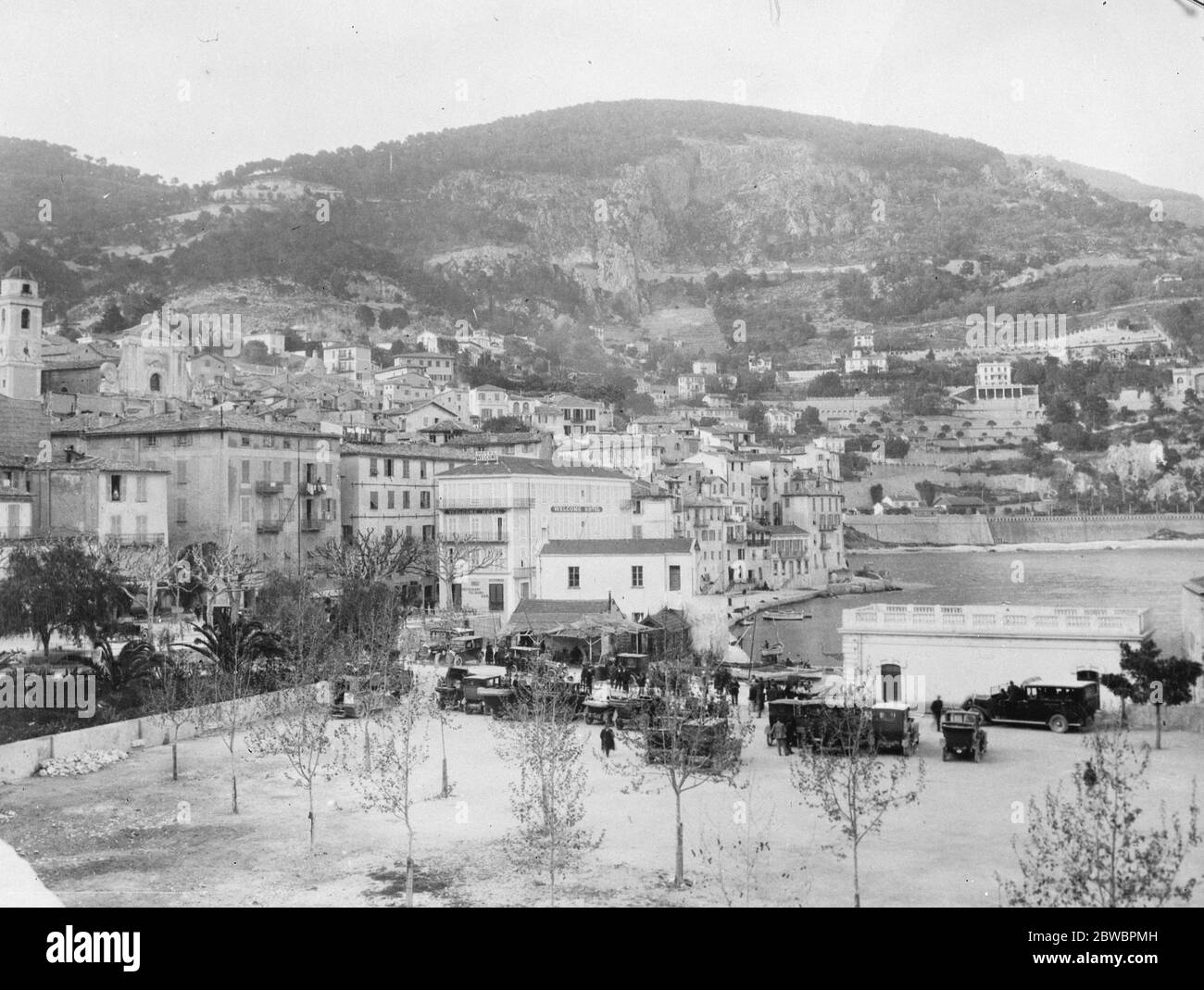 The Royal yacht expected to put in at the Villefranche harbour to await the King and Queen . The landing place at Villefranche . 11 March 1925 Stock Photo