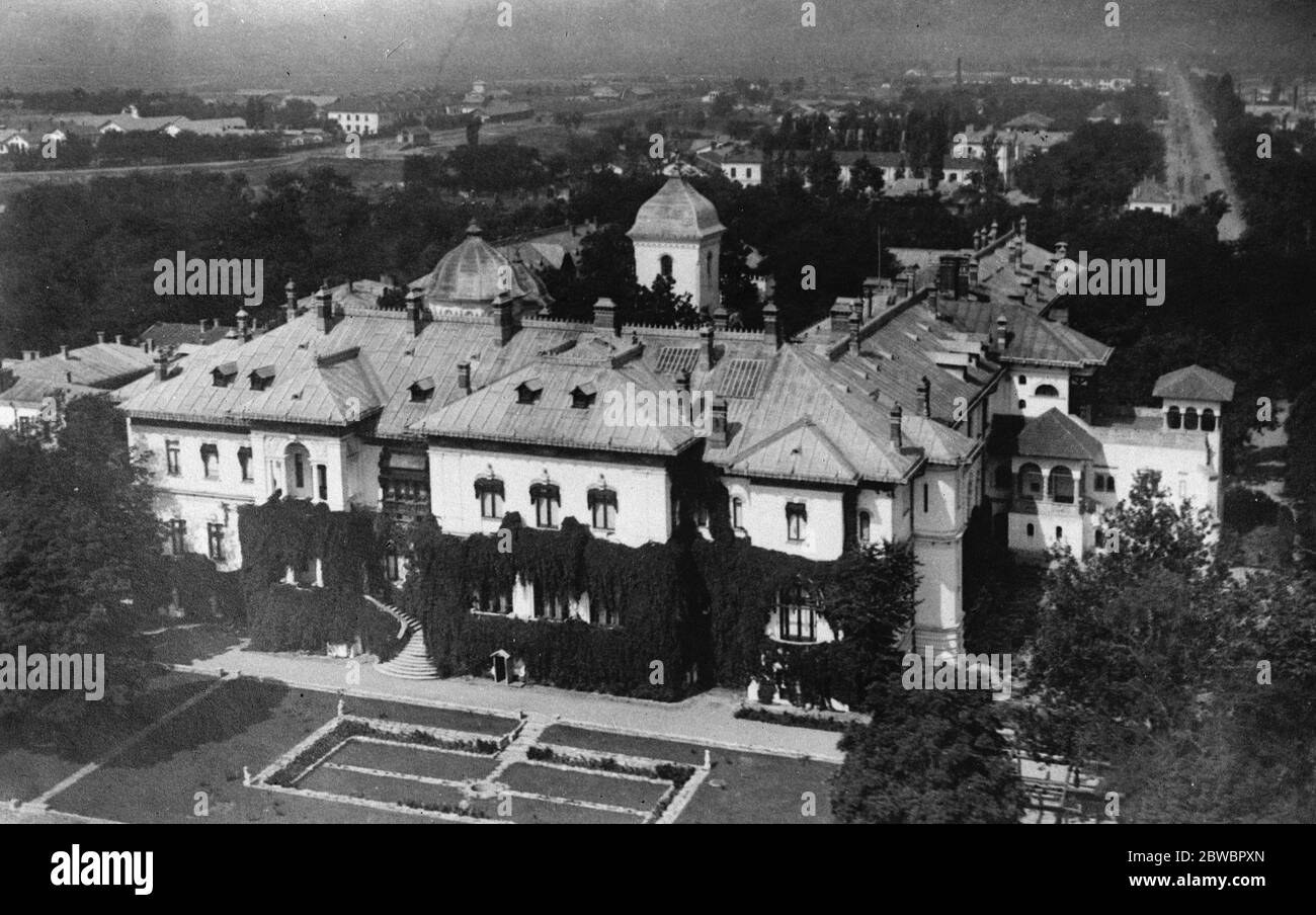 Queen of Romania ' s home photographed from the air The charming Royal Palace of Cotroceni , near Bucharest 18 April 1925 Stock Photo