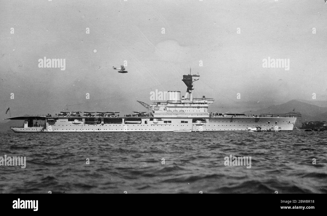 HMS Hermes , British Aircraft Carrier , in Chinese waters . 5 February 1927 Stock Photo