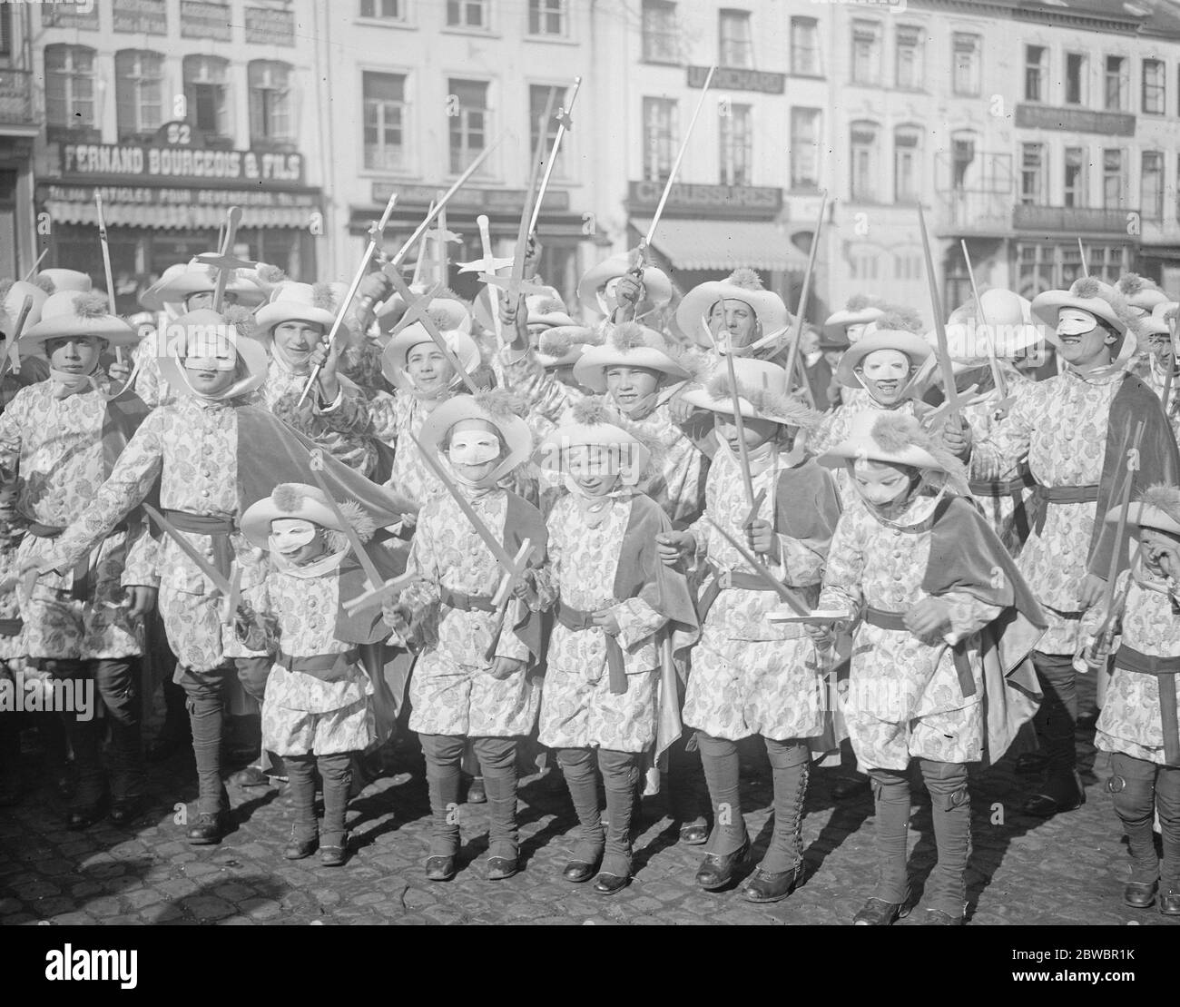 Shrove Tuesday carnival at Binch in Binch Some of the young participants in the carnival 25 February 1925 Stock Photo