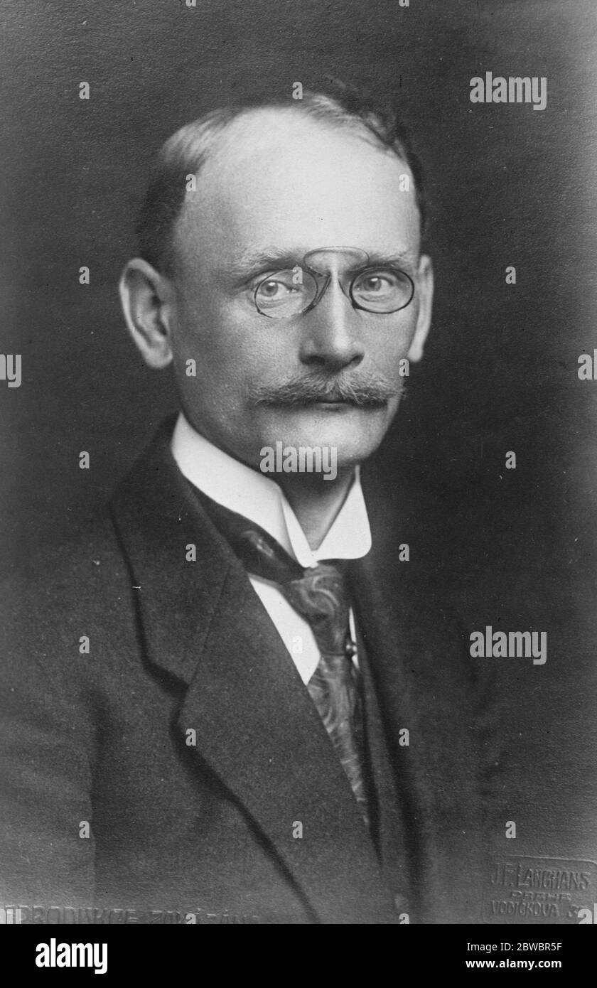 Alois Tuncuny , Czecho Slovakian Minister , of Health . 21 December 1925 Stock Photo