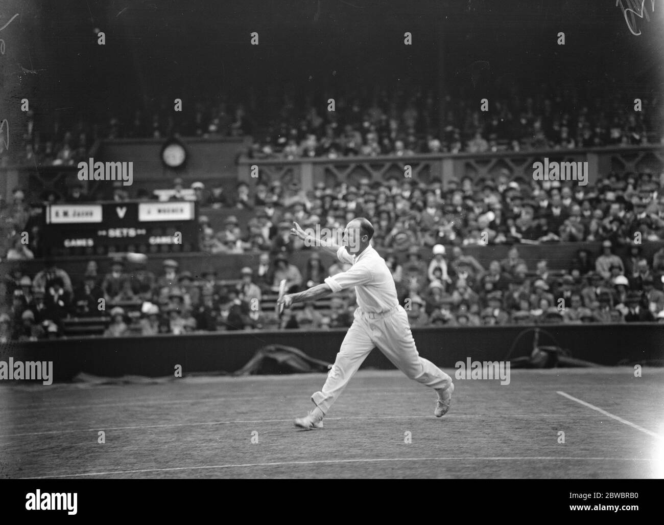 Lawn tennis championships at Wimbledon . J Washer in play . 27 June 1925 Stock Photo