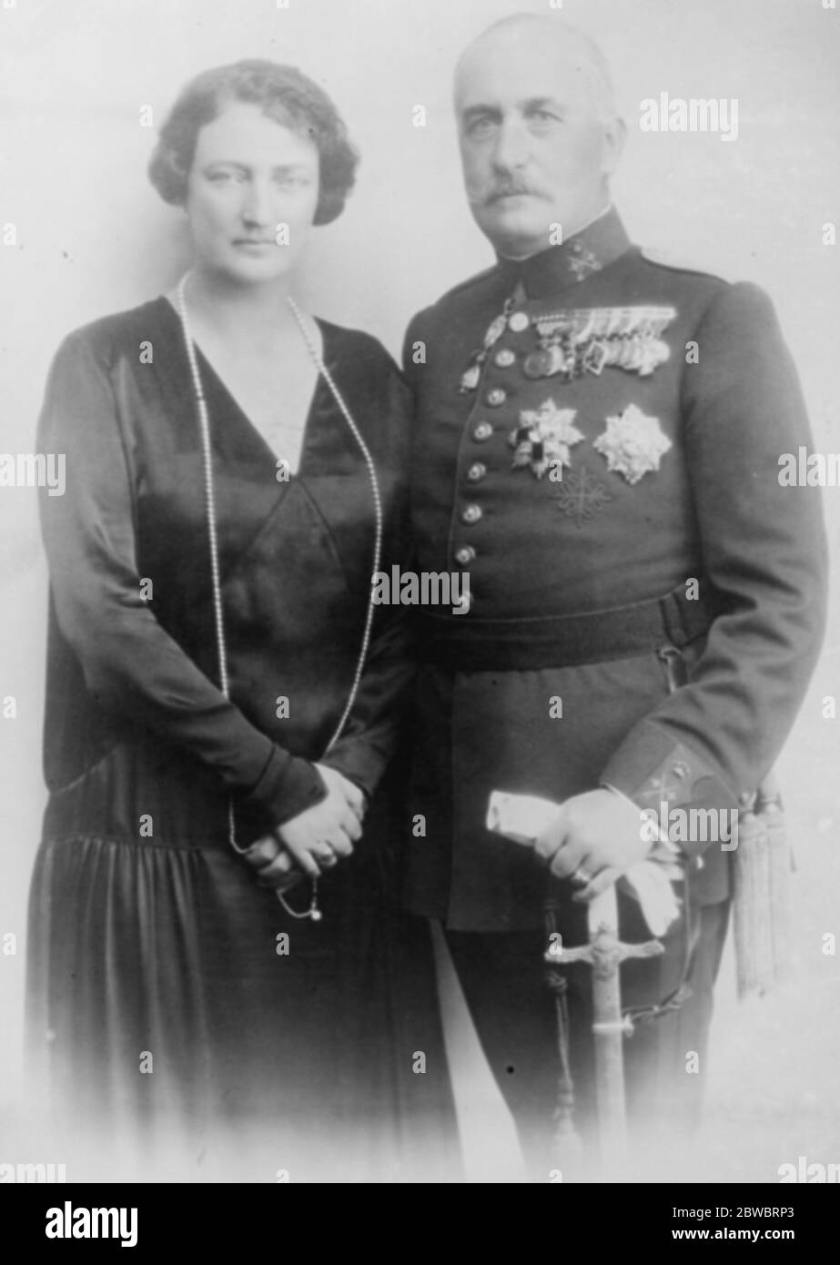Paying a private visit to England The infant Carlos of Spain with his wife , the Infanta Luisa 27 June 1925 Stock Photo