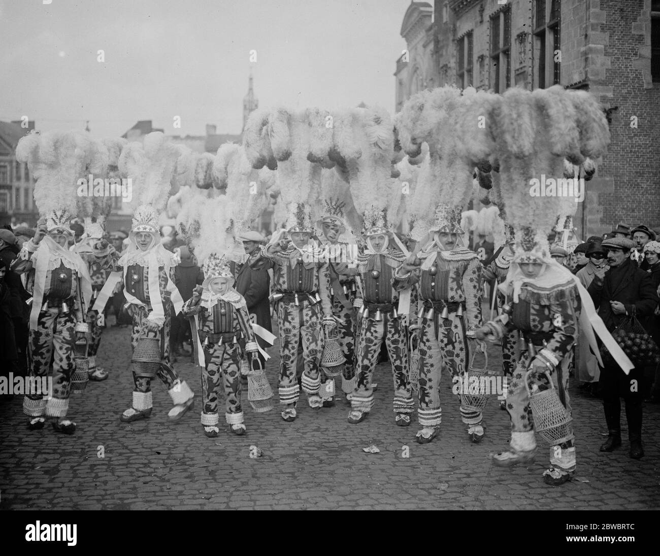 Shrove Tuesday carnival at Binch in Binch Some of the wondrous plumes 25 February 1925 Stock Photo