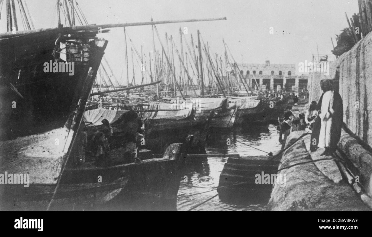 7,000 dead in cyclone and earthquake . In an appalling disaster in the Persian Gulf due to the worst cyclonic tempest in living memory , it is feared that 7,000 lives have been lost . Part of the pearl fishing fleet in the Persian Gulf . 26 October 1925 Stock Photo