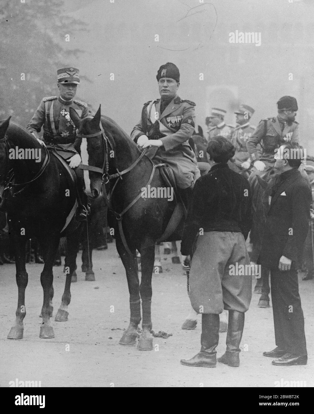 Benito Mussolini on horseback Stock Photo