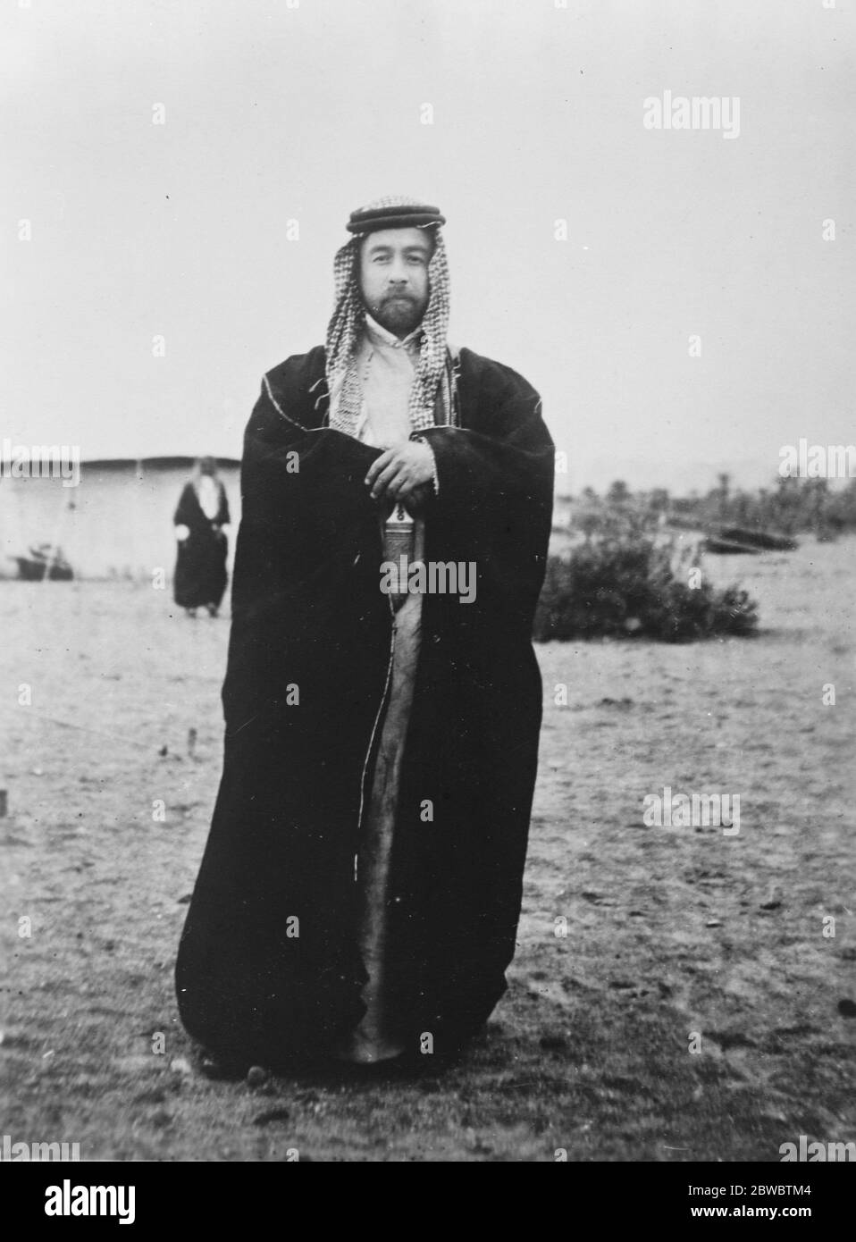 H H the Emir Abdullah , Ruler of Transjordania , in native costume , taken in Arabia . He is a brother of King Feisal of Baghdad 1925 Stock Photo