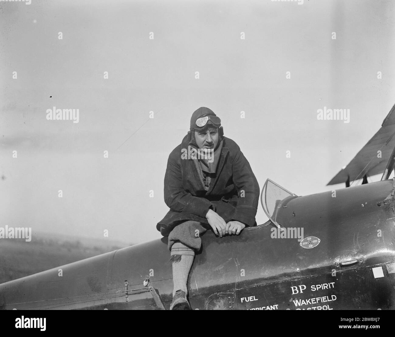 Mr A J Cobham demonstrates a De Haviland machine at Stag Lane Aerodrome