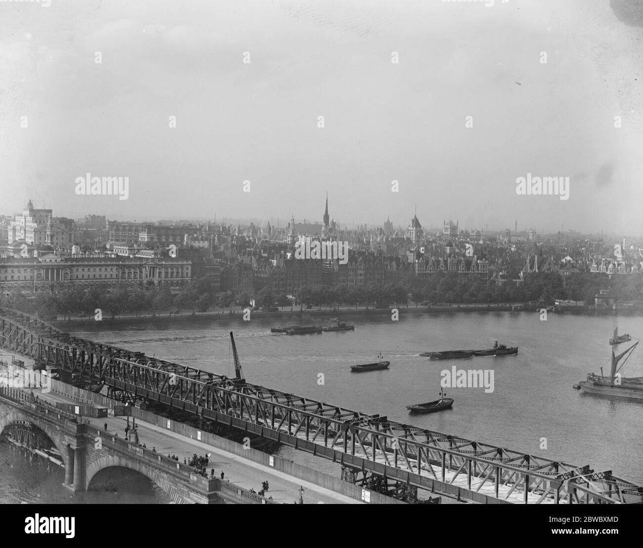 London north bank of Thames , from Somerset to St Pauls . 1925 Stock Photo
