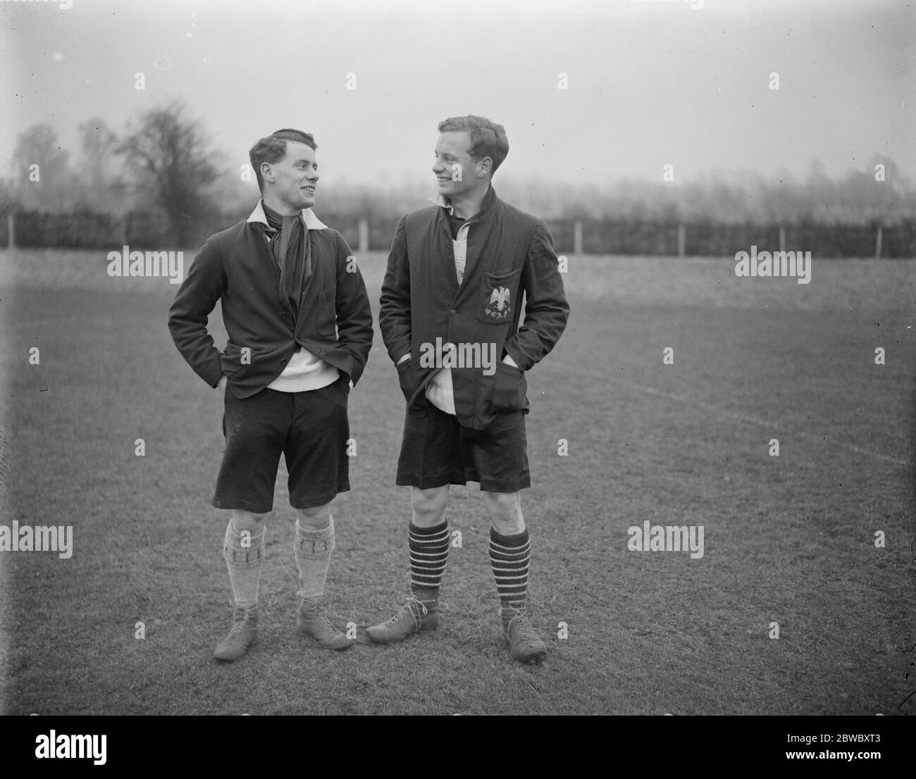 The Premier 's son as varsity soccer player . Mr Malcolm MacDonald , the son of the Premier , now at Queen 's College , Oxford , played in a college match against Oxford High School . Mr Malcolm MacDonald ( left ) with Mr N M Archdale , the Queen 's College goalie . 5 February 1924 Stock Photo