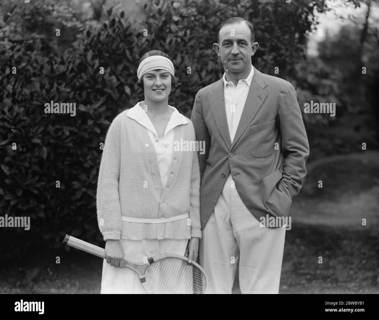 Mr Randolph Lycett and Miss Joan Austin , the famous lawn tennis players , who are shortly to be married . 9 February 1925 Stock Photo