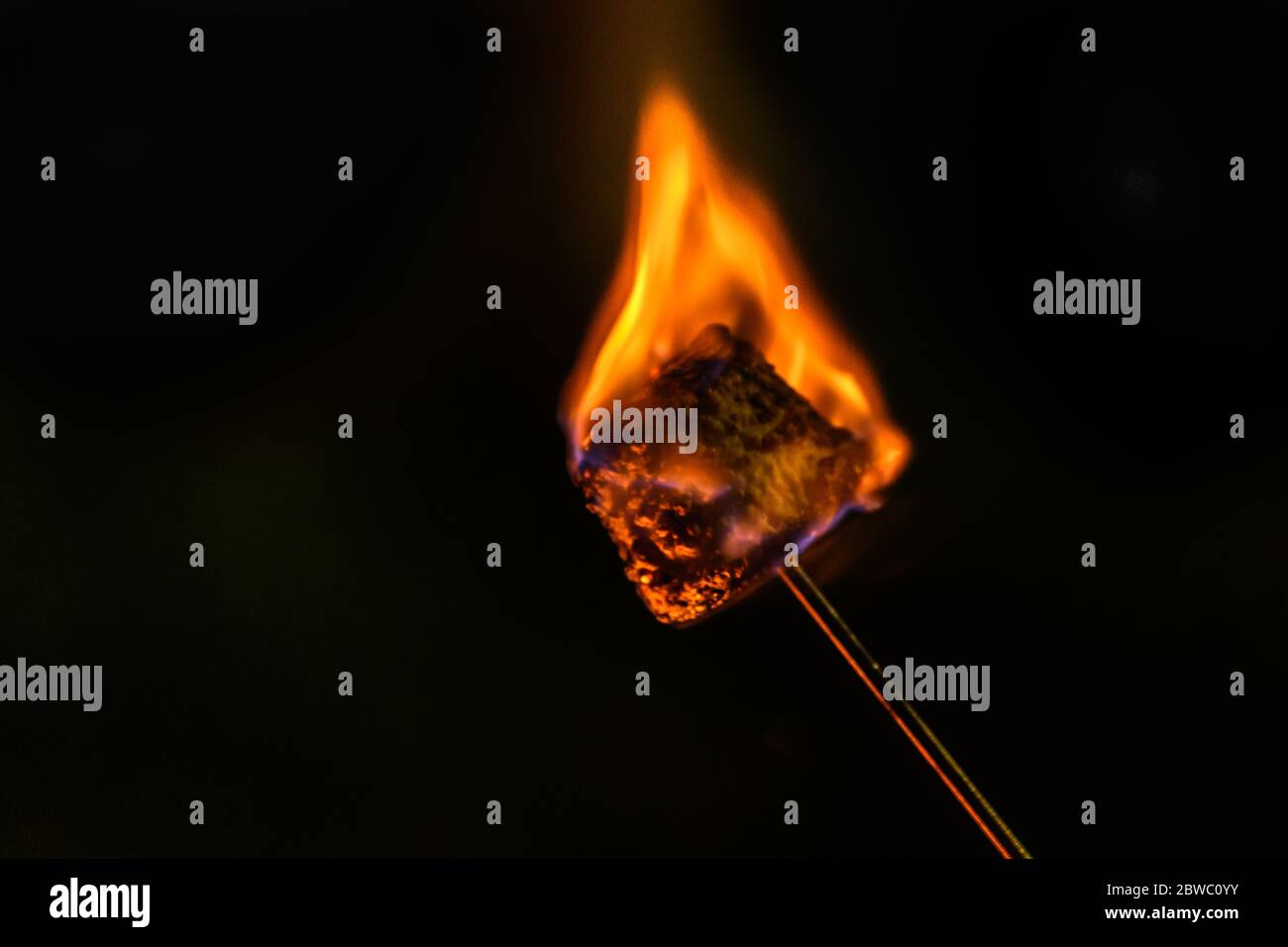 Marshmallows cooking on an open fire Stock Photo