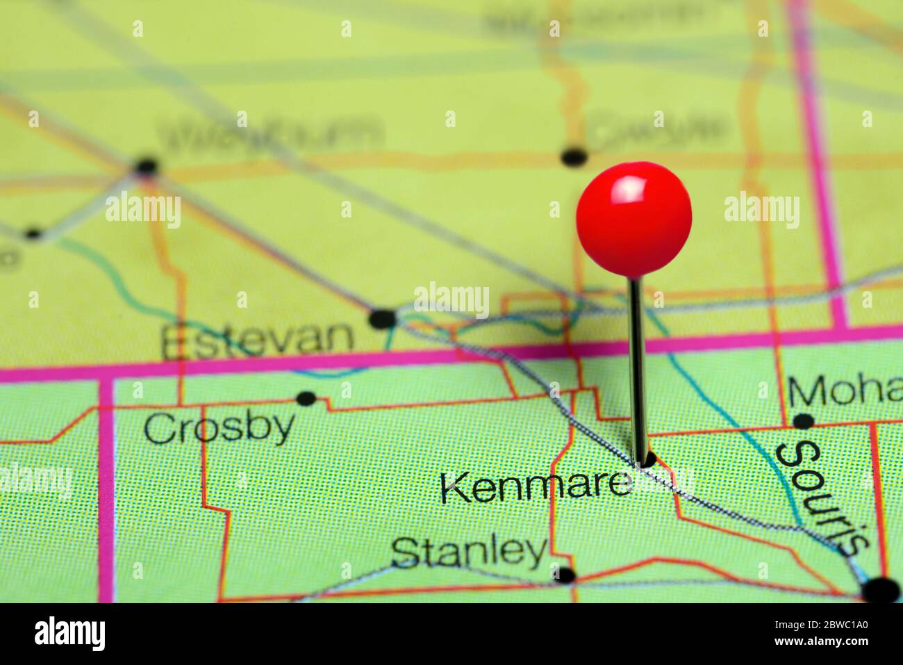 Kenmare pinned on a map of North Dakota, USA Stock Photo Alamy