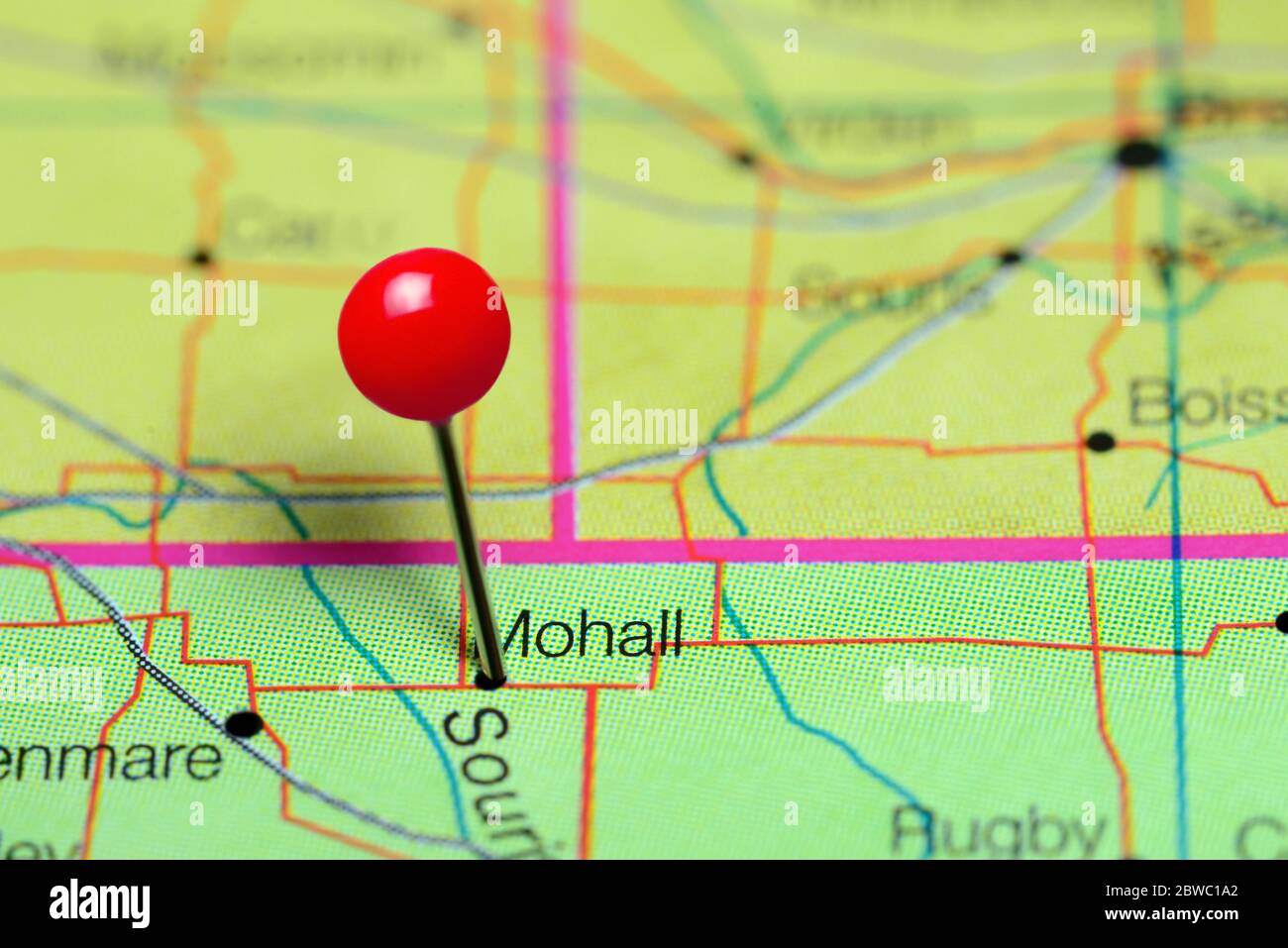 Mohall pinned on a map of North Dakota, USA Stock Photo Alamy