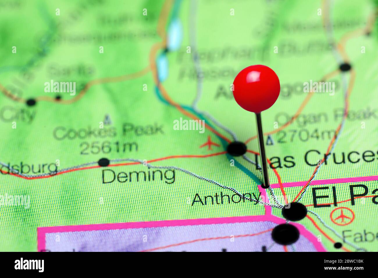 Anthony pinned on a map of New Mexico, USA Stock Photo Alamy