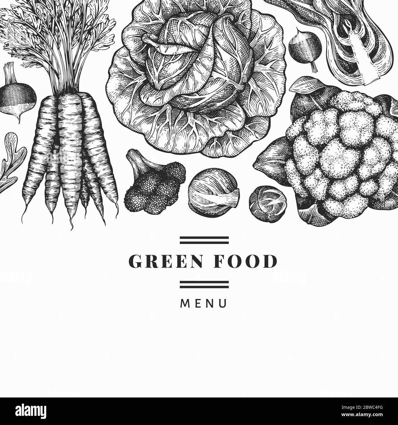 Hand drawn sketch vegetables design. Organic fresh food vector banner