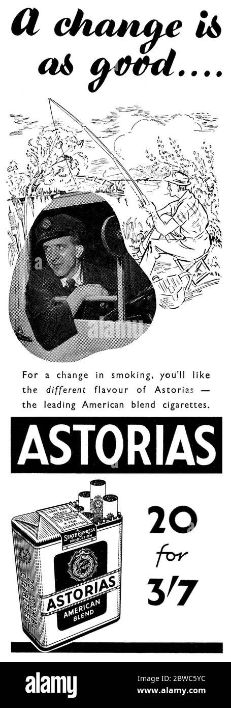 1954 British advertisement for Astorias cigarettes. Stock Photo