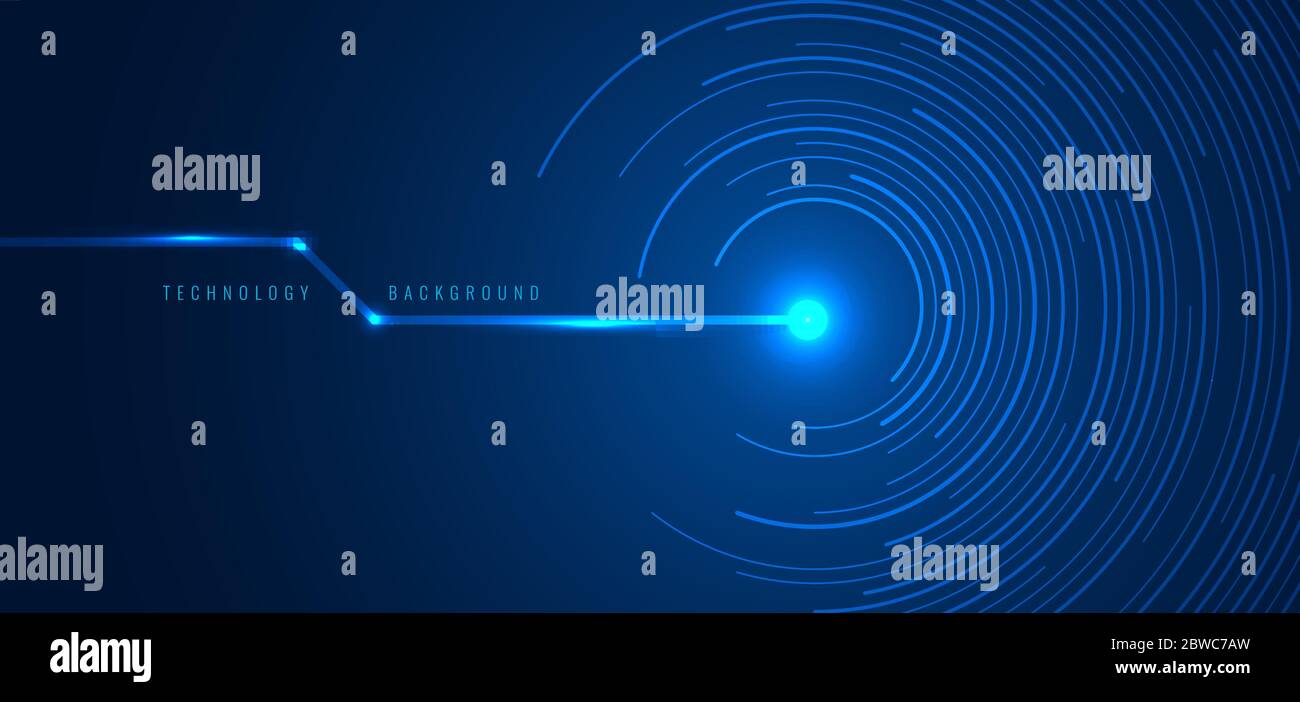 Abstract technology futuristic concept blue circular lines banner ...