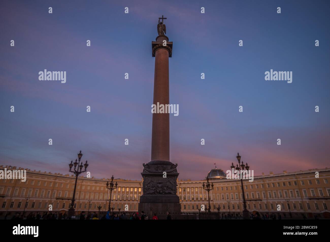 Sunset in Palace Square in Saint Petersburg Stock Photo